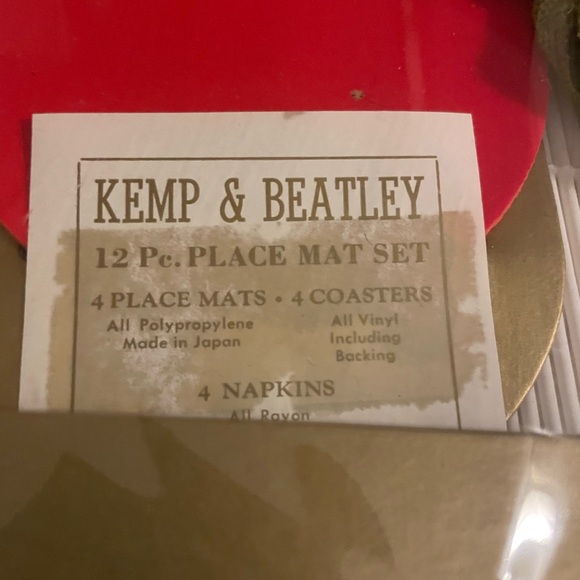 Vintage NIB mod tiki style Kemp & Beatley placemat, coaster, cloth napkin set - Picture 2 of 4